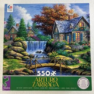 Ceaco Arturo Zarraga Waterfall Cottage‎ 550 Pc Puzzle Bonus Poster Complete